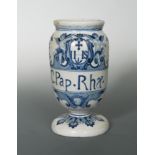 A Delft blue and white wet drug jar