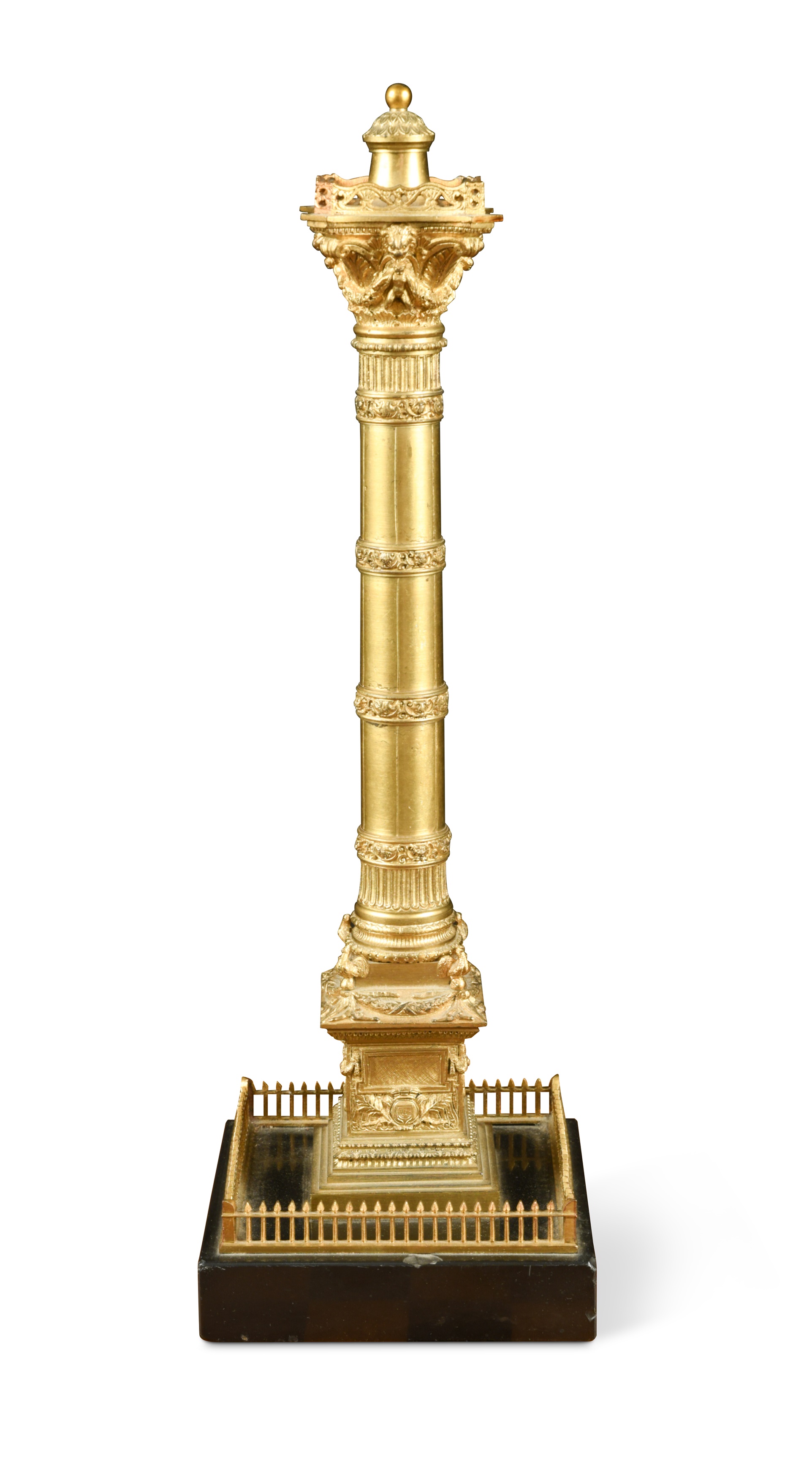 A French 19th century ormolu triumphal column,