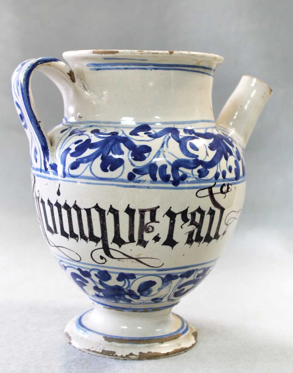 An 18th century Savona Syrup jar, - Bild 5 aus 5