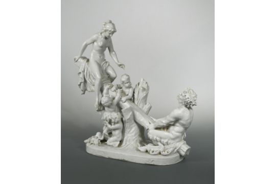 A Naples white glazed porcelain figural group,