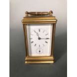 Drocourt, a late 19th century brass carriage clock with alarm, in running order, with original