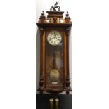 A Vienna type walnut wall clock,