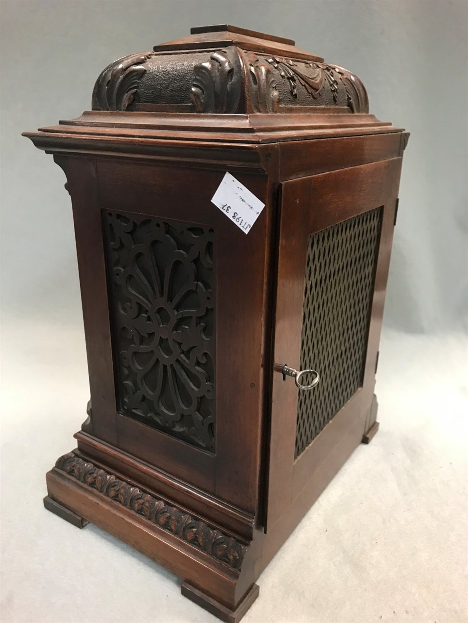 A late 19th century mahogany mantel clock, - Image 2 of 3