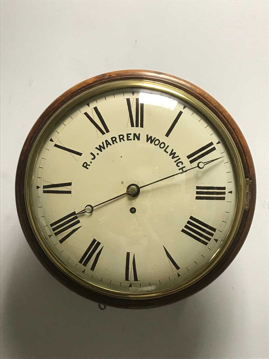 A Victorian mahogany circular wall clock,