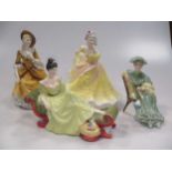 Four Royal Doulton Figurines, 'At Ease', 'Ascot', 'Sandra' and 'Ninette'