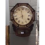 A 19th century brass inlaid drop dial wall clock