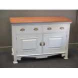 A painted Art nouveau dresser base 63 x 127 x 53cm