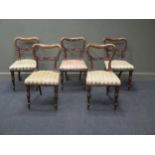 A set of five 19th century balloon back campaign dining chairs with detachable legs, possibly by