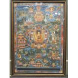A Buddha Mandala gouache picture with gilt highlights
