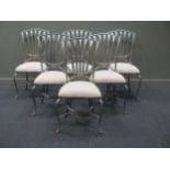 A set of six French steel dining chairs