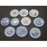 A collection of ten 19th century Chinese Export blue & white plates (10)