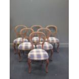 A set of six Victorian walnut balloon back dining chairs on cabriole legs (6)