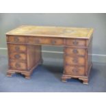 A George III style twin pedestal desk, 20th century 76 x 138 x 77cm