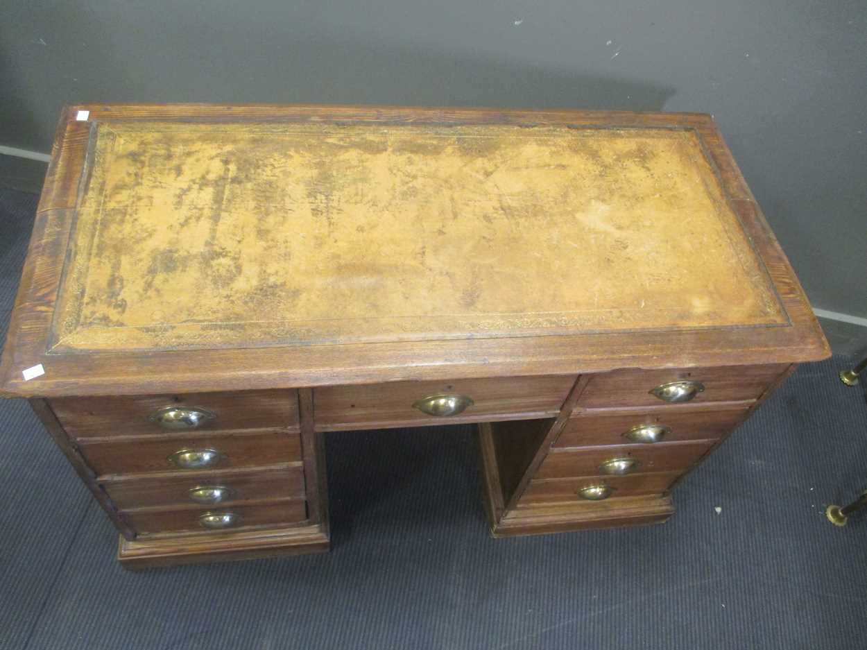 An ask and oak twin pedestal desk, early 20th century, 122cm wide - Image 5 of 5