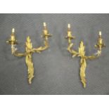 Pair of 20th century gilt metal rococo style wall lights