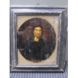 An 18th century reverse print on glass of a cleric