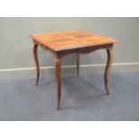 A 19 th century French provincial gaming table with 4 drawers, 74 x 83 x 80cm