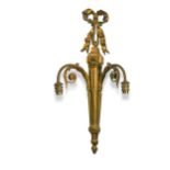 Three ormolu twin-branch wall lights, 19th century,