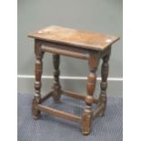 An oak joint stool, probably 18th century