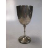 A Victorian silver goblet, plain, 5.3ozt