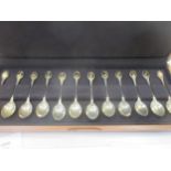 A cased set of twelve silver RSPB teaspoons