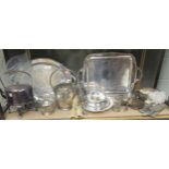 Box of silver plated wares, including 2 Gorham 'sterling' small dishes