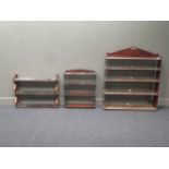 Three sets of 19th century open hanging shelves