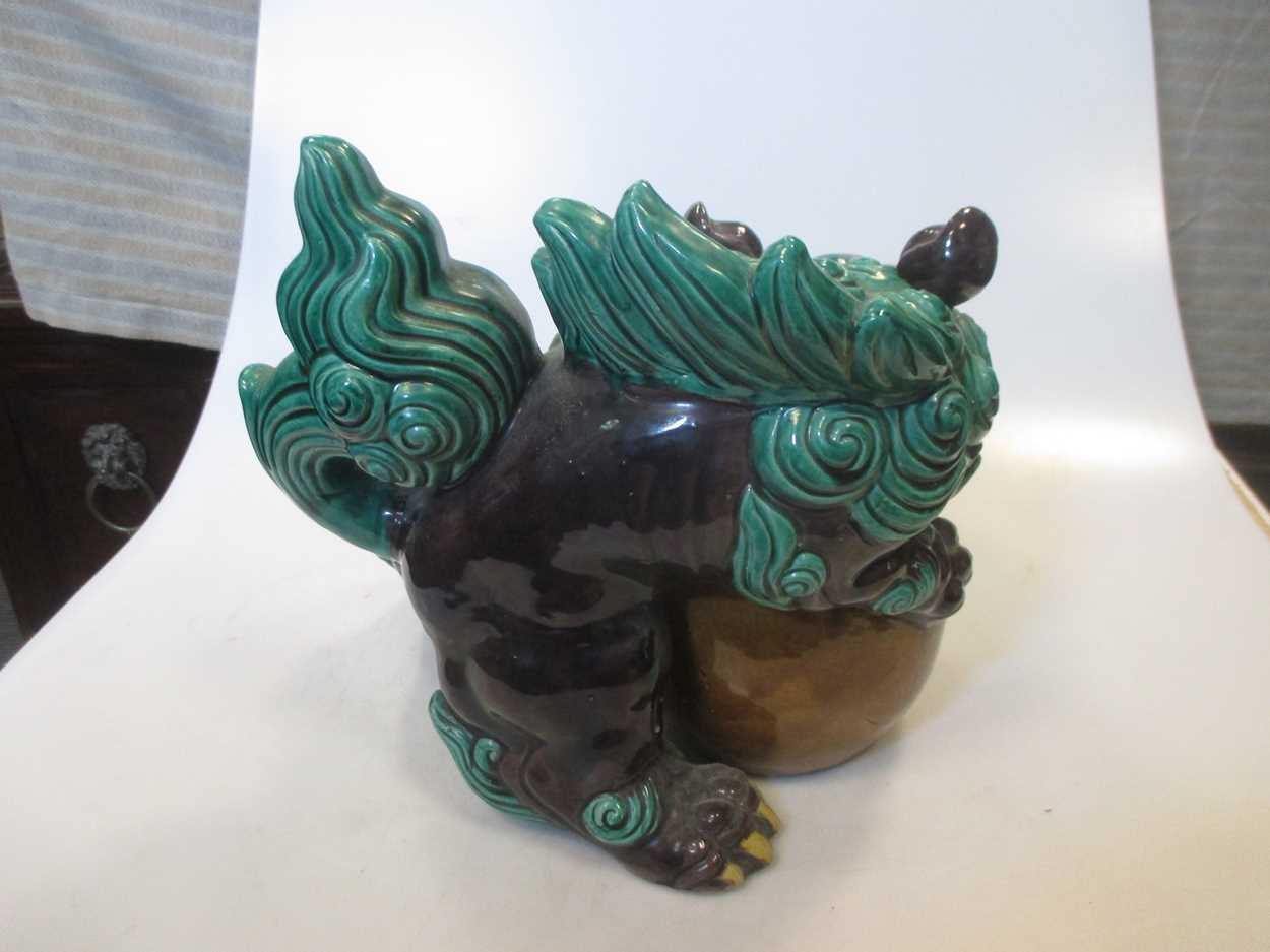 A Japanese Kutani pottery shi-shi dog circa 1900, - Image 2 of 9