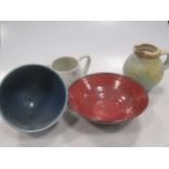 A collection of studio pottery with items by Chris Keenan, Sidney Tustin