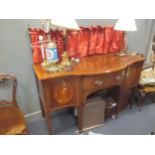 A 19th century mahogany serpentine fronted sideboard, stamped JAs Shoolbred & Co to drawer 138 x 151