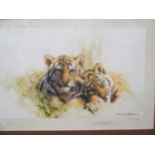 David Shepherd (British 1931-2017) Five limited edition prints, 'Lion Cubs', 'Tiger Cubs', 'Fred