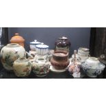 A Chinese blue and white bowl from the Nanking Cargo, various Chinese teapots and tea bowls and