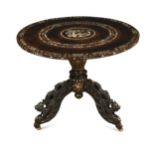 A Far Eastern mahogany pedestal table, late 19th century,