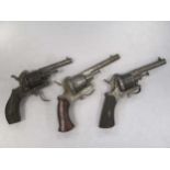 Three 19th century Belgian pinfire revolvers