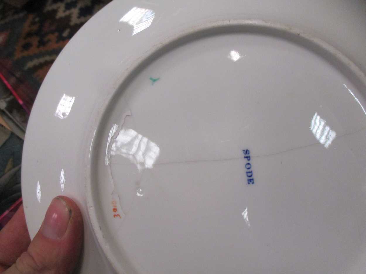 A Spode ironstone part desser service, floral decoration in colours, 14 pieces, some damage; also - Image 7 of 7