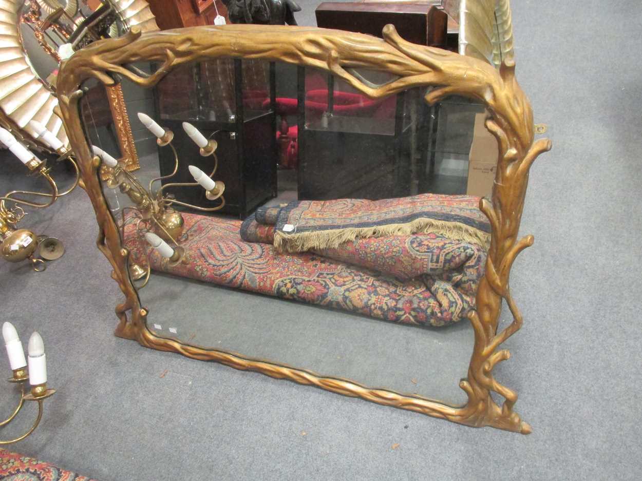 A Victorian gilt framed overmantel mirror in branch form design 96 x 127cm - Image 5 of 6