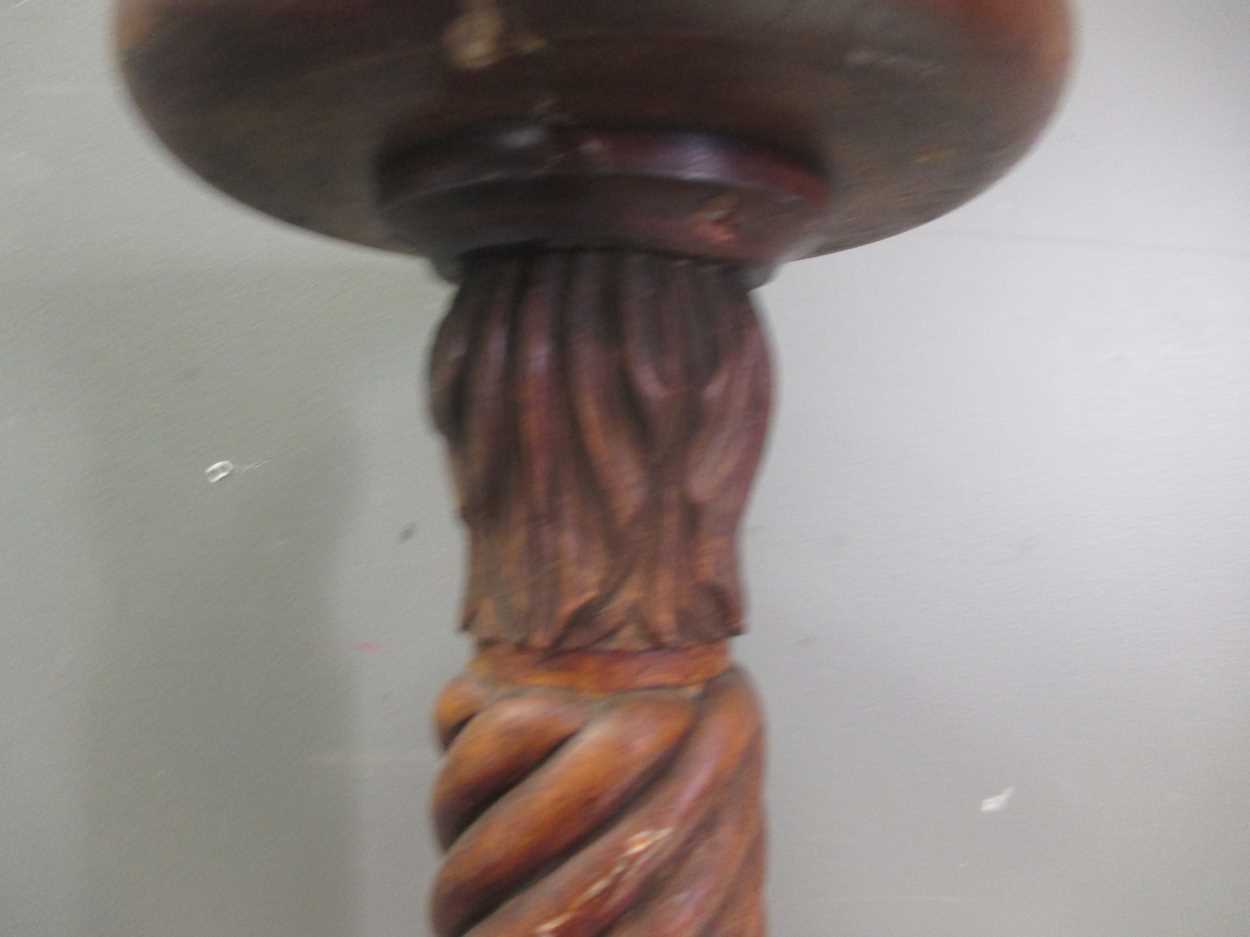 A George II style walnut stool together with a 19th centiury piano stand and a torchere (3) - Image 5 of 6