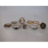 Two 22ct wedding rings, 5.8g, together with three 9ct dress rings 6.8g and four rings tested for