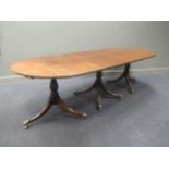 A Regency style mahogany triple pedestal dining table 75 x 269 x 108cm