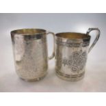 Two Victorian silver christening cups, 8.8ozt gross (2)