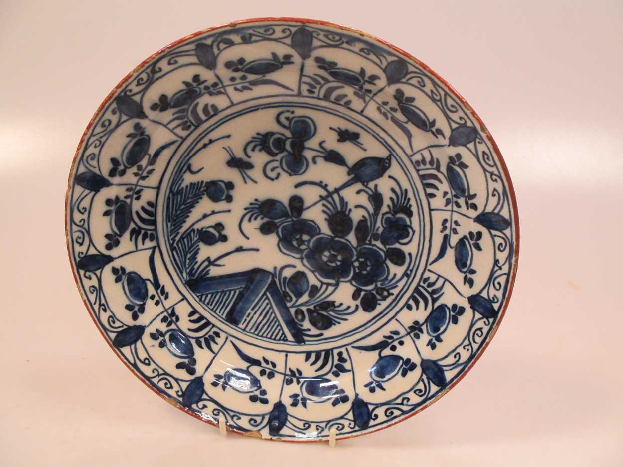 A Delft floral dish (with slight chips)