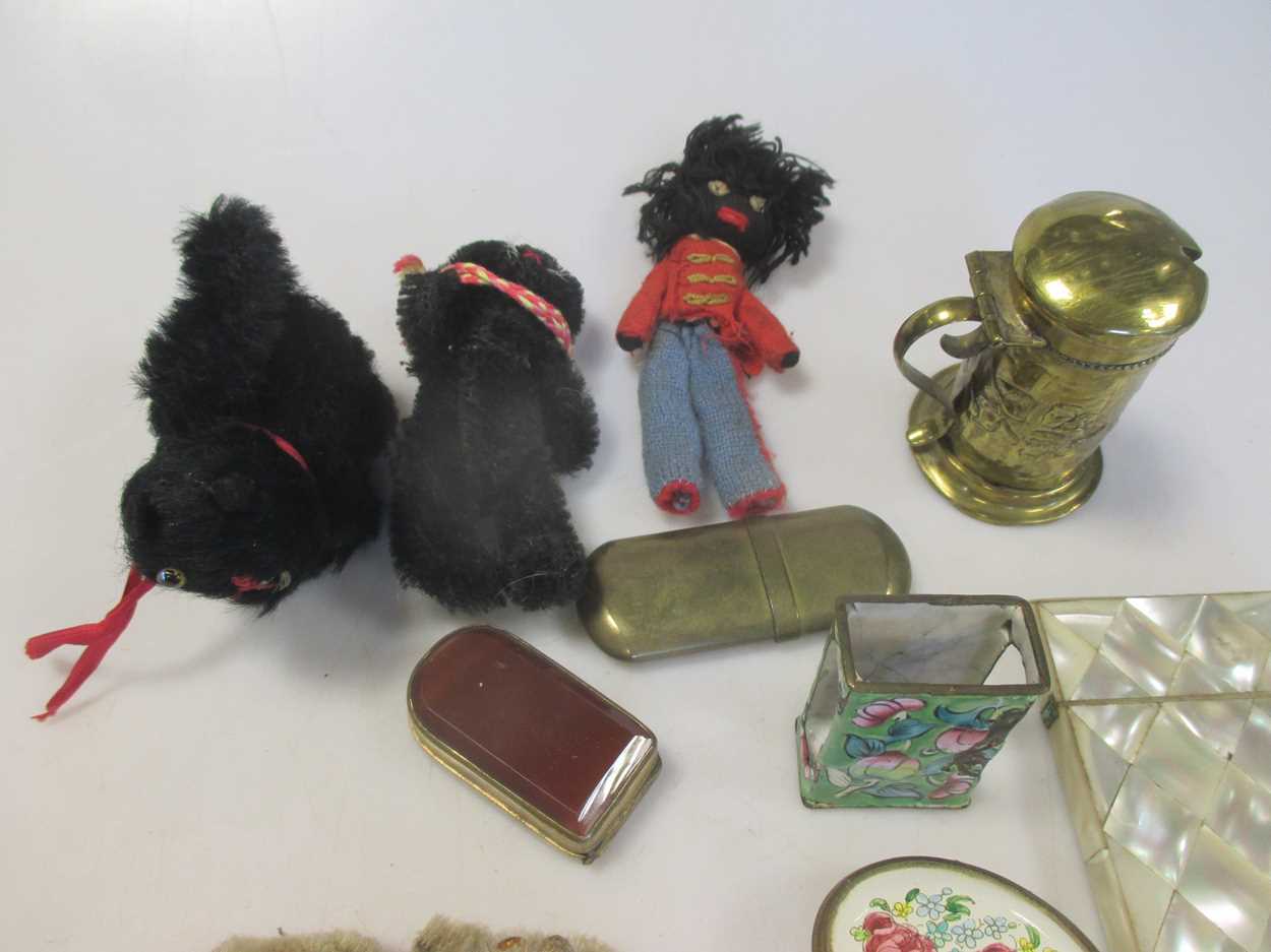 5 early 20th century miniature teddy bears/cats/golly, and a bag of miscellaneous items including - Image 2 of 2