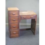 A Heal's Art Deco oak desk 93 x 92 x 45cm