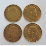 Four half sovereigns,