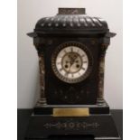 A Victorian marble mantel clock,