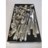A collection of Georgian and later silver teaspoons, cruet spoons etc and a set of 12 silver handled
