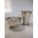 A Continental metalwares conical beaker and a silver sugar bowl (2)