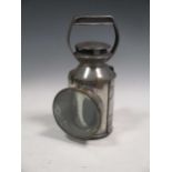 An original BR hand lantern with revolving handle turning the internal glasses