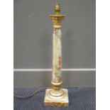 An onyx Corinthian column table lamp