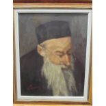 Portrait of a Rabbi, oil on canvas, signed Linus?, 48 x 38cm